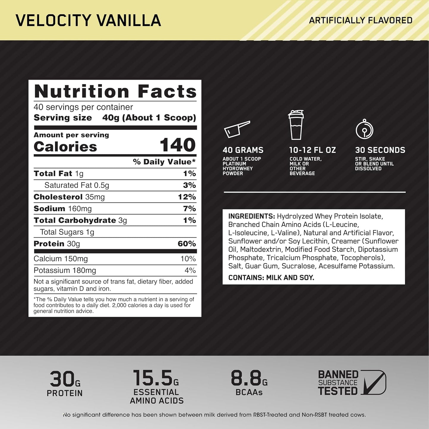 Platinum Hydrowhey Protein Powder, 100% Hydrolyzed Whey Protein Powder, Flavor: Velocity Vanilla, 3.5 Pounds
