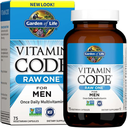 Multivitamin for Men, Vitamin Code Raw One - Once Daily, Vitamins plus Fruit, Veggies & Probiotics, 75 Count