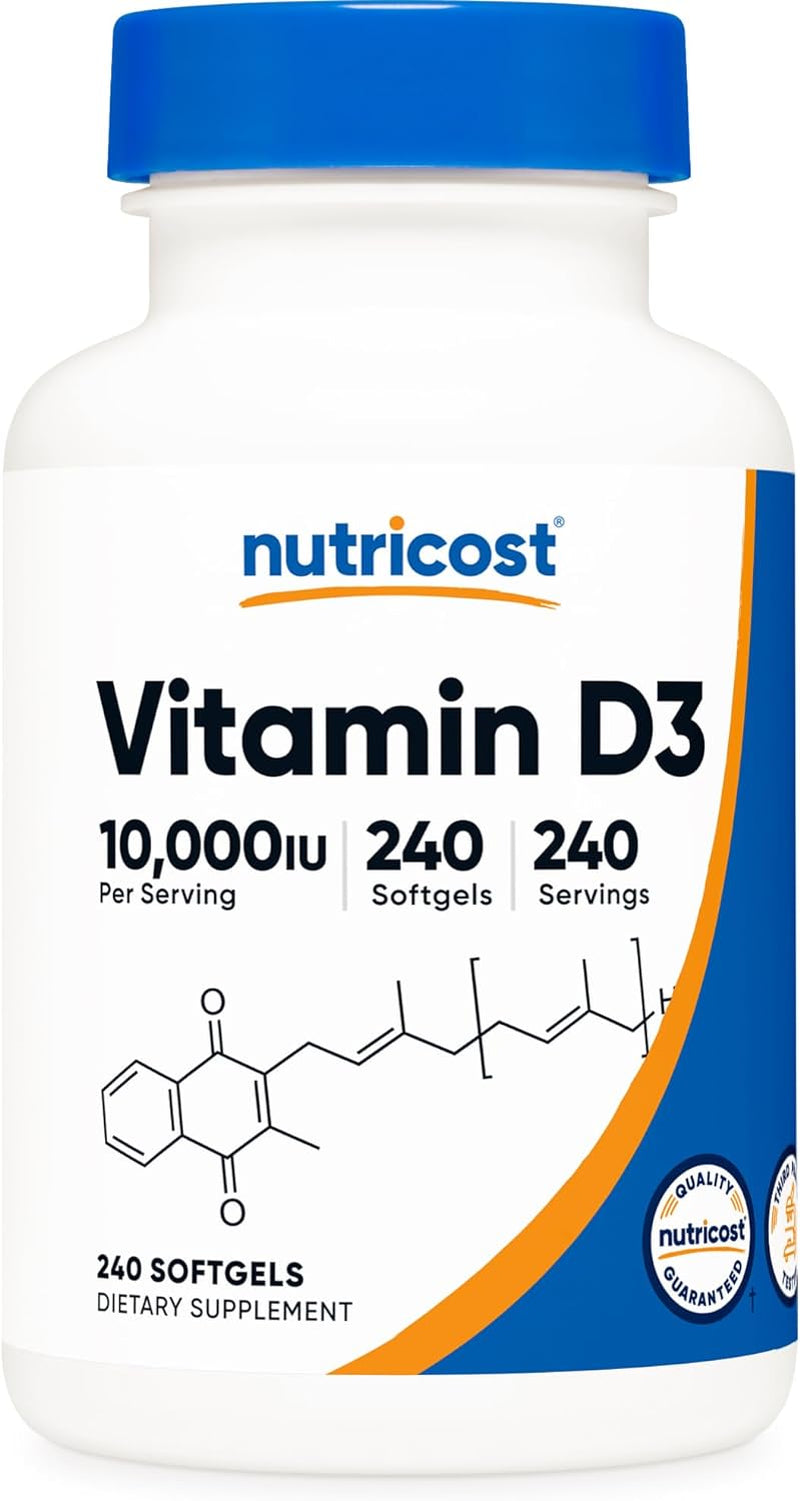 Vitamin D3 10,000 IU, 240 Softgel Capsules - Potent, Non-Gmo, Gluten Free Vitamin D