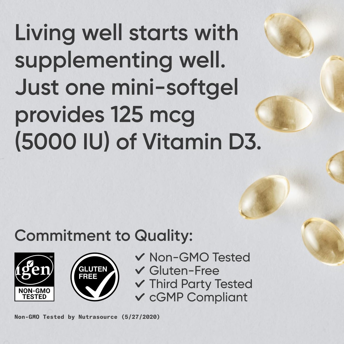 Vitamin D3 5000 IU with Coconut MCT Oil - High Potency Vitamin D Supplement for Immune & Bone Support - Non-Gmo Verified, Gluten & Soy Free – 125Mcg, 360 Liquid Softgels