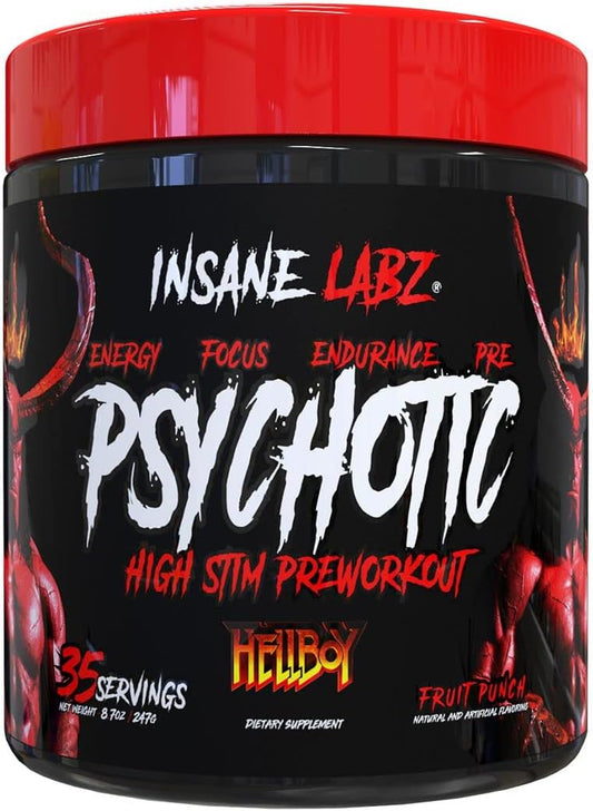 Hellboy Edition, High Stimulant Pre Workout Powder and NO Booster with Beta Alanine, L Citrulline, and Caffeine, Boosts Focus, Energy, Endurance, Nitric Oxide Levels, 35 Srvgs, Fruit Punch