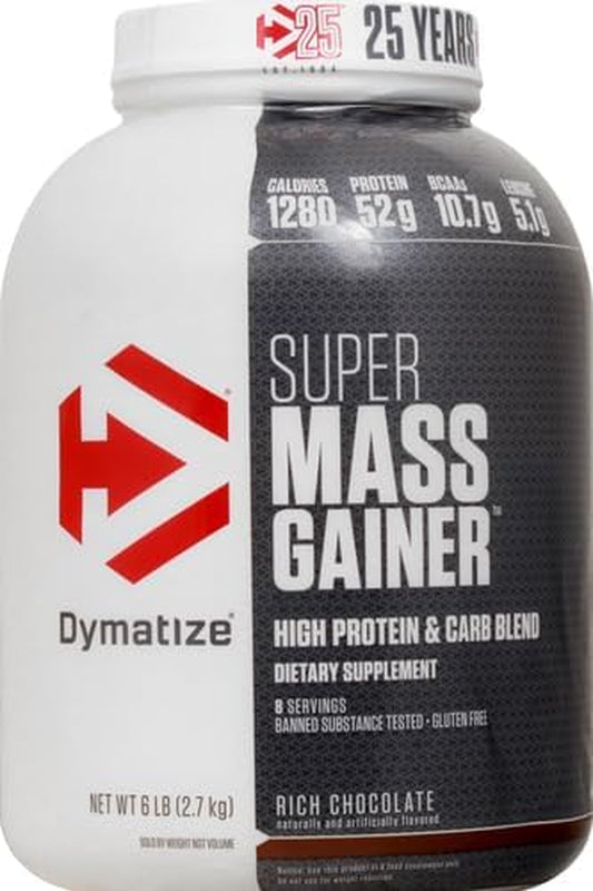 Super Mass Gainer Protein Powder, 1280 Calories & 52G Protein, 10.7G Bcaas, Mixes Easily, Tastes Delicious, Rich Chocolate, 6 Lbs