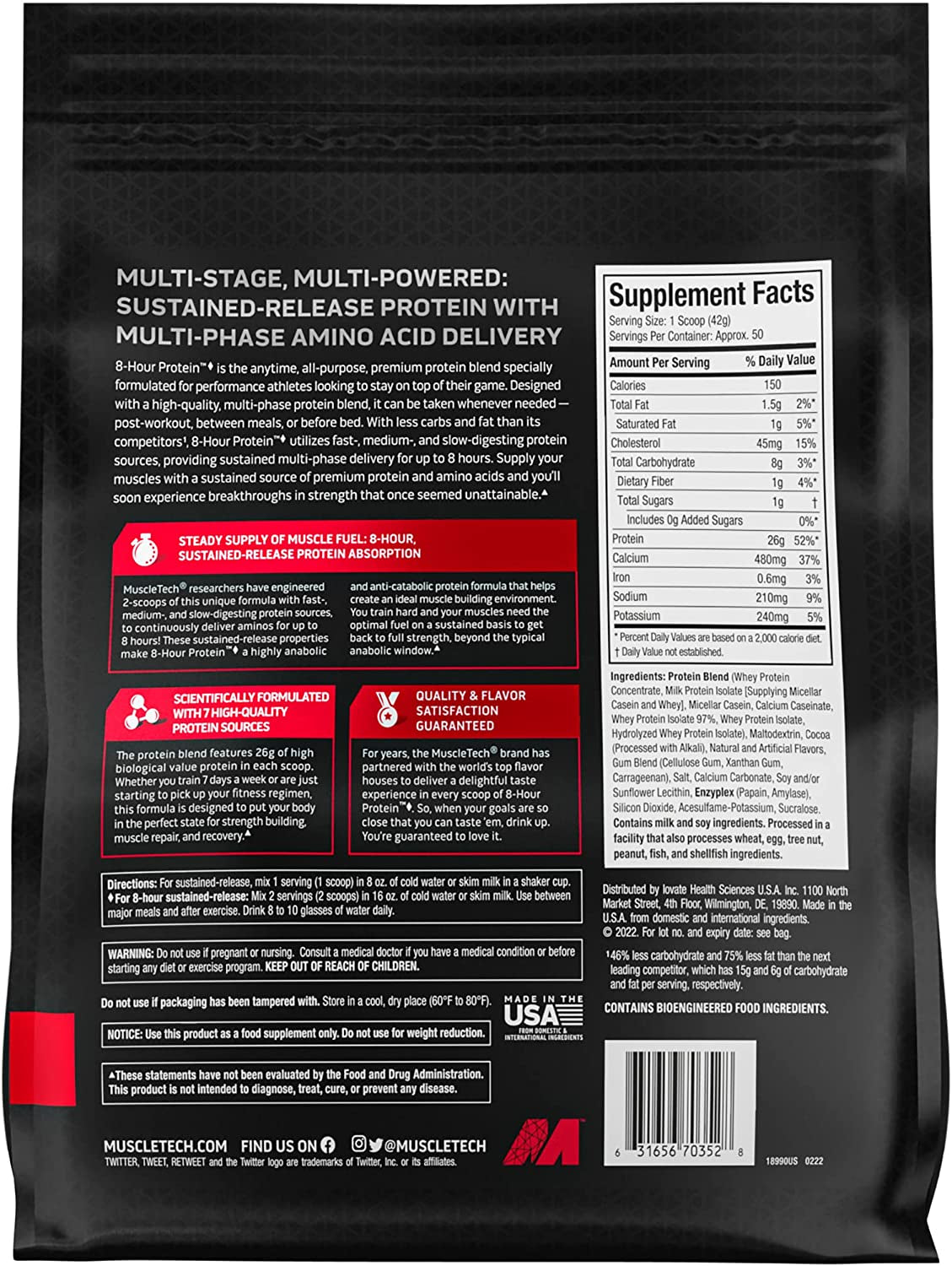 Whey Protein Powder,  Phase8 Protein Powder, Whey & Casein Protein Powder Blend, Slow Release 8-Hour Protein Shakes, Protein Powder for Men & Women, Milk Chocolate, 2.09Kg (50 Servings)