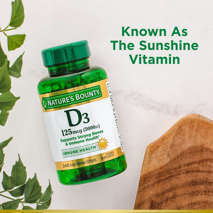 Vitamin D3, Immune Support, 125 Mcg (5000Iu), Rapid Release Softgels, 240 Ct
