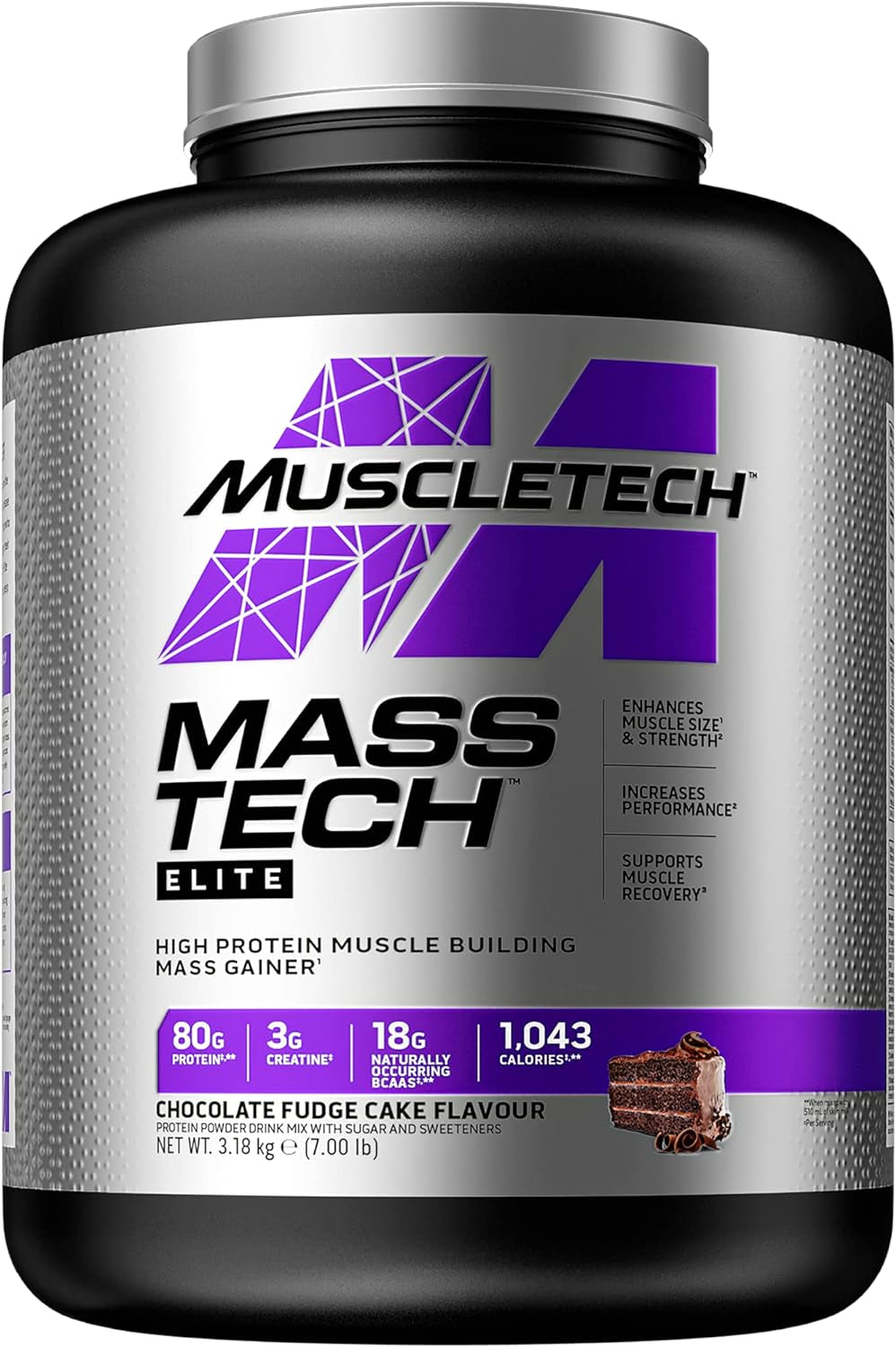 Mass Gainer Protein Powder,  Mass-Tech Elite Weight Gainer, Max Protein Weight Gainer, Muscle Gainer Protein Powder for Men & Women, Creatine Supplements, Chocolate Fudge, 3.18 Kg