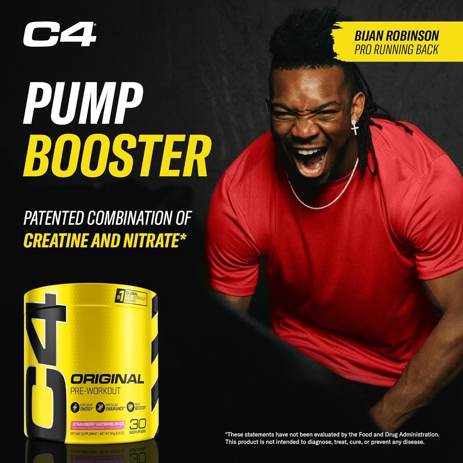 C4 Original Pre Workout Powder Strawberry Watermelon Ice Sugar Free Preworkout Energy for Men & Women 150Mg Caffeine + Beta Alanine + Creatine - 30 Servings (Packaging May Vary)