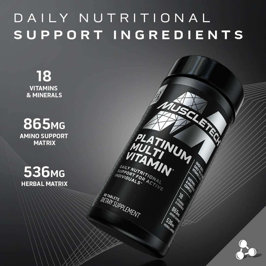 Multivitamin for Men & Women Platinum Multivitamin | Vitamin C for Immune Support | 18 Vitamins & Minerals | Vitamins a C D E B6 B12 | Daily Workout Supplements | Multivitamins, 180 Ct