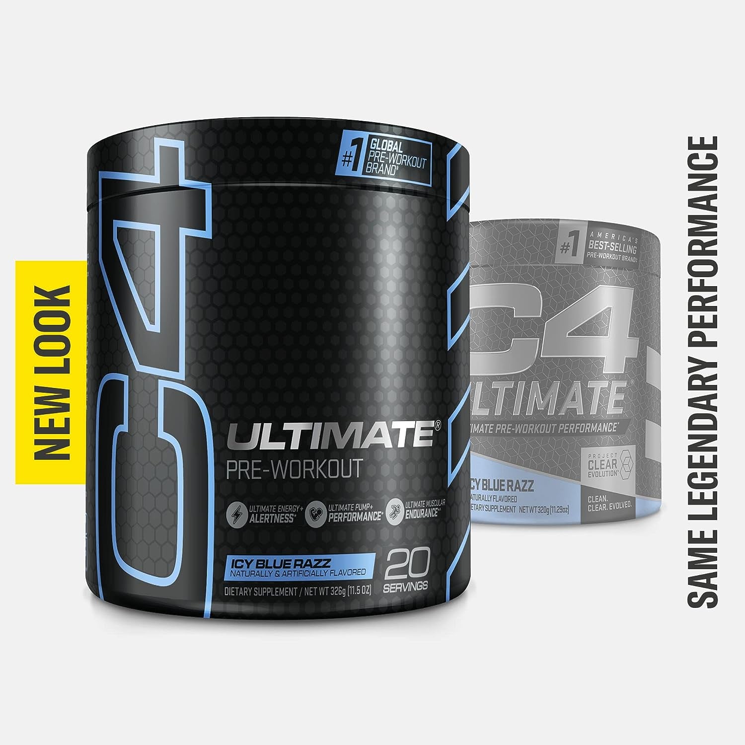 C4 Ultimate Pre Workout Powder ICY Blue Razz - Sugar Free Preworkout Energy Supplement for Men & Women - 300Mg Caffeine + 3.2G Beta Alanine + 2 Patented Creatines - 20 Servings