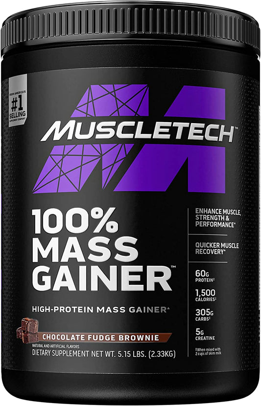 Mass Gainer Protein Powder, 100% Mass Gainer Weight Gainer, High Protein Mass Gainer, Muscle Gainer Protein Powder for Men & Women, Creatine Supplements, Chocolate Fudge Brownie, 2.35 Kg