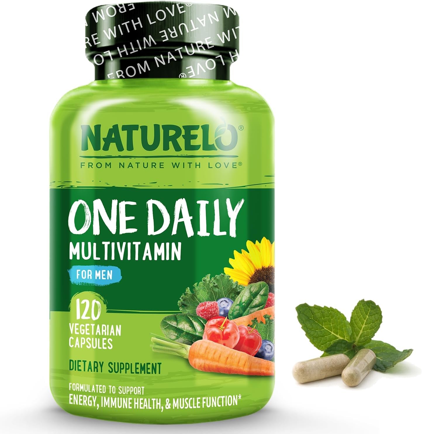 One Daily Multivitamin for Men - with Vitamins & Minerals + Organic Whole Foods - Supplement to Boost Energy, General Health - Non-Gmo - 120 Capsules - 4 Month Supply