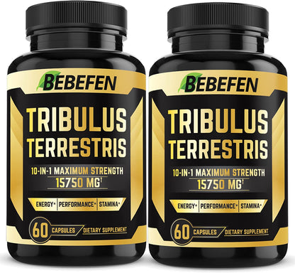 (2 Packs) 15750Mg Super Tribulus Complex Powder Capsules - 120 Capsules with Terrestris, Maca Root (Black, Red, Yellow), and Ashwagandha - Naturally Boost Your Health, Stamina, Energy, and Performance