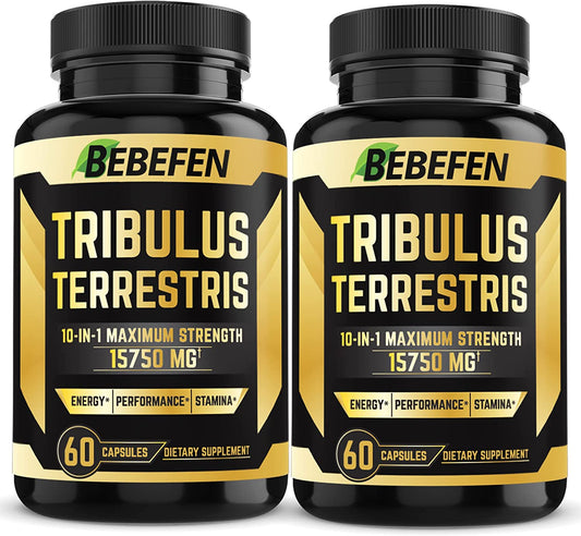 (2 Packs) 15750Mg Super Tribulus Complex Powder Capsules - 120 Capsules with Terrestris, Maca Root (Black, Red, Yellow), and Ashwagandha - Naturally Boost Your Health, Stamina, Energy, and Performance