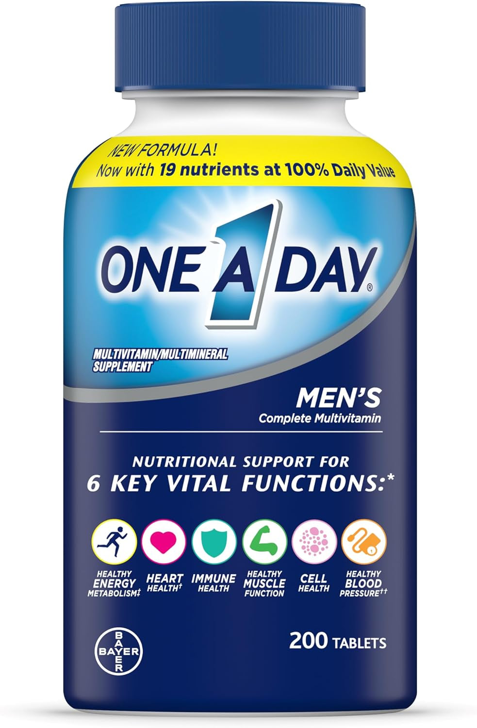 Men’S Multivitamin, Supplement Tablet with Vitamin A, Vitamin C, Vitamin D, Vitamin E and Zinc for Immune Health Support, B12, Calcium & More, 200 Count (Packaging May Vary), Pack of 1