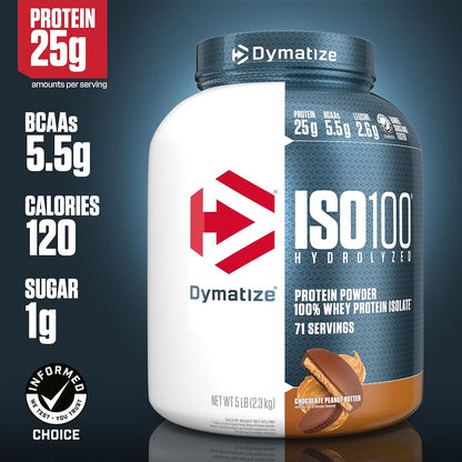 ISO100 - 100% Hydrolyzed Whey Protein Isolate - Chocolate Peanut Butter, 5Lbs/2.3Kg