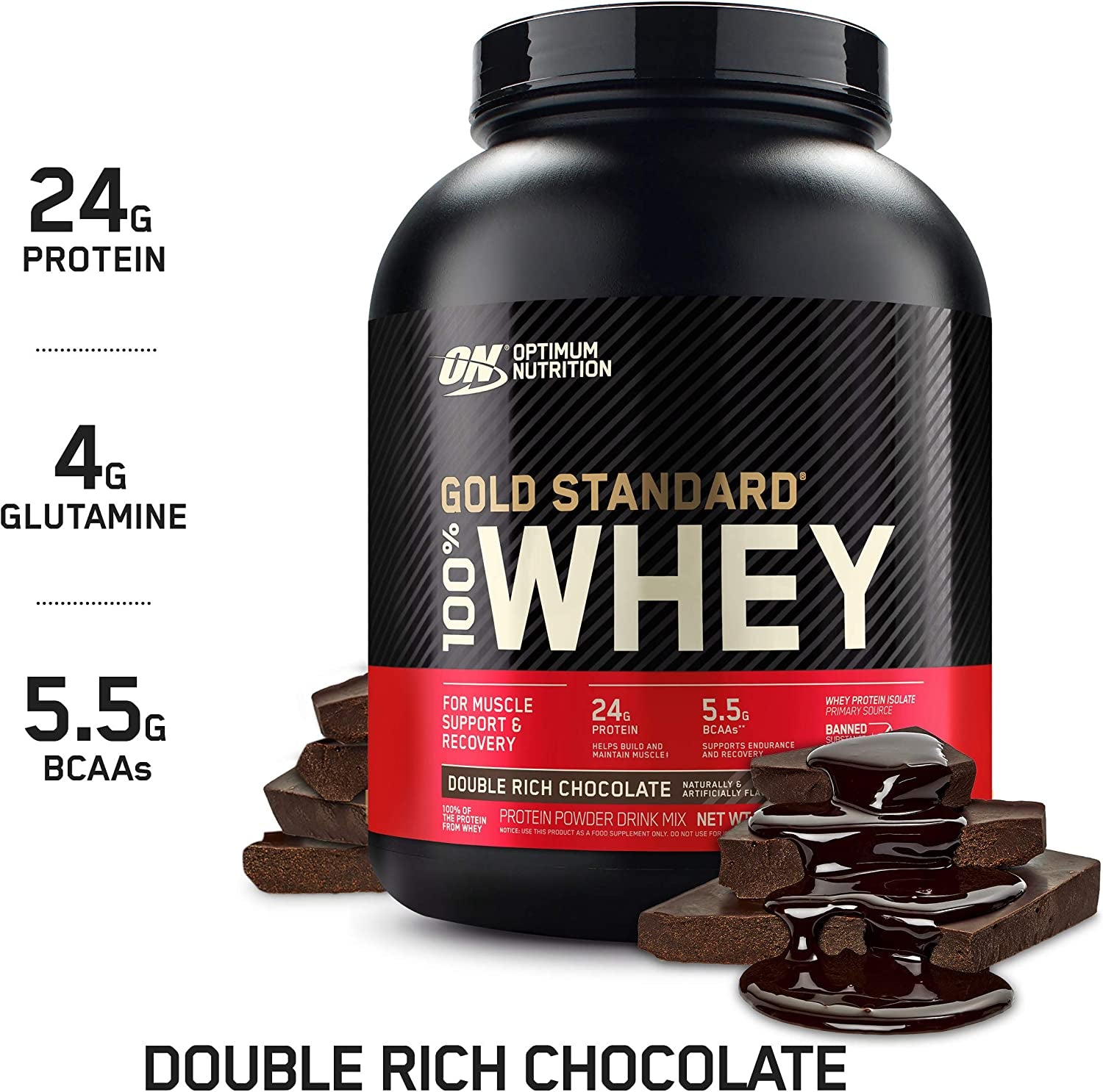 Gold Standard 100% Whey Protein Powder, Double Rich Chocolate, 2.27Kg