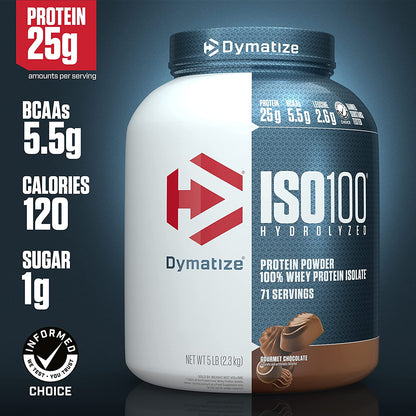 ISO100 100% Hydrolyzed Whey Protein Isolate, Gourmet Chocolate, (5Lb) 2.3Kg