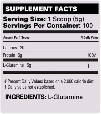 Ehplabs L Glutamine Powder Amino Acids - L-Glutamine Supplement for Gut Health (500G) Improves Muscle Recovery, Focus & Concentration - 100 Servings