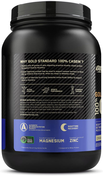 Gold Standard 100% Casein Protein Powder, Vanilla Flavour, 821G