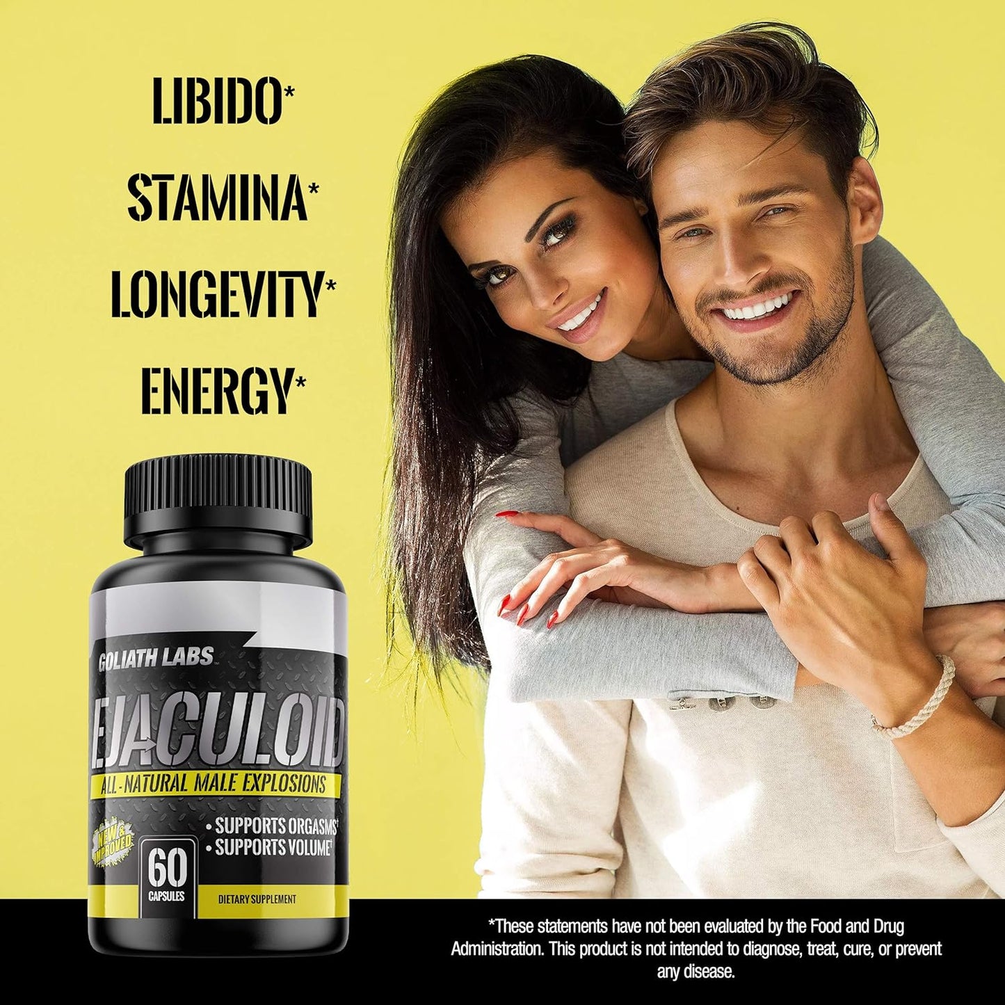 Ejaculoid Enhancing Pills (60 Capsules) - Enlargement Booster for Men - Increase Size, Strength, Stamina - Energy, Mood, Endurance Boost - All Natural Performance Supplement - Made in USA