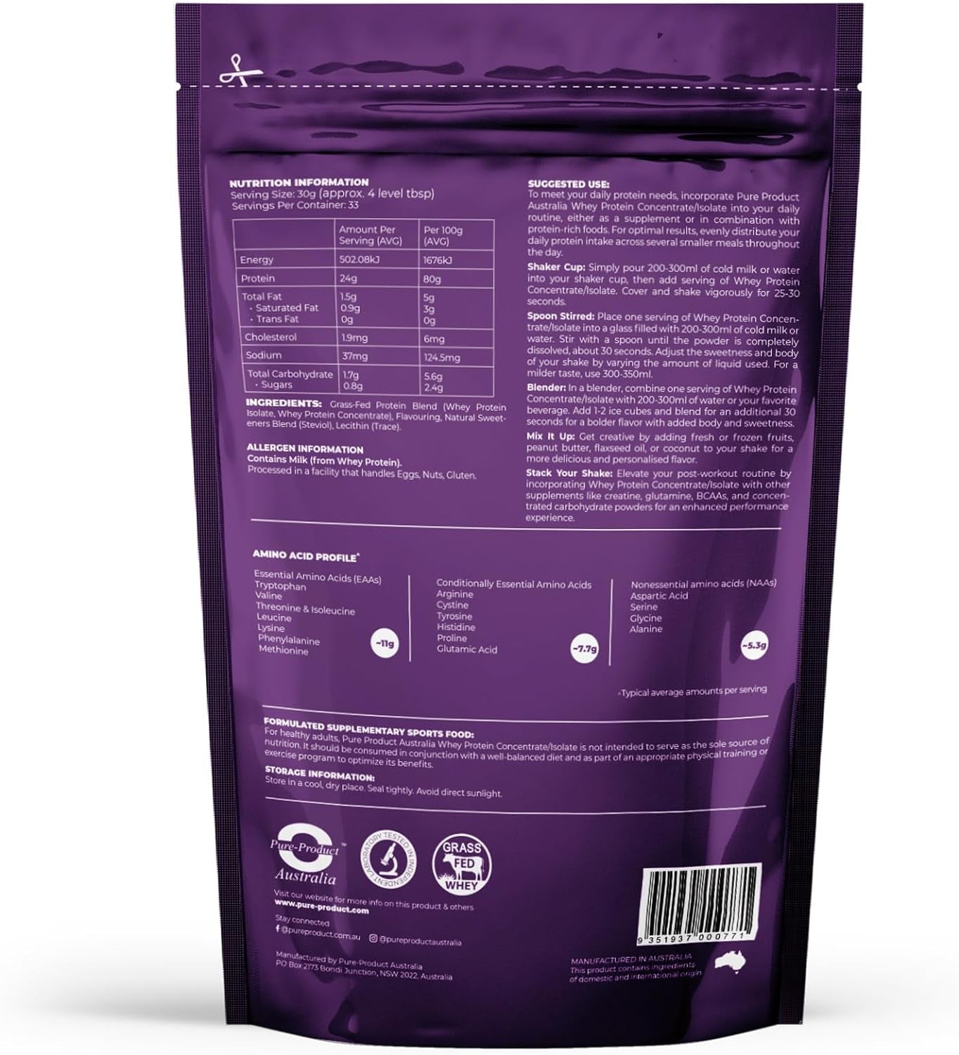 100% Whey Protein Isolate & Concentrate VANILLA 1Kg