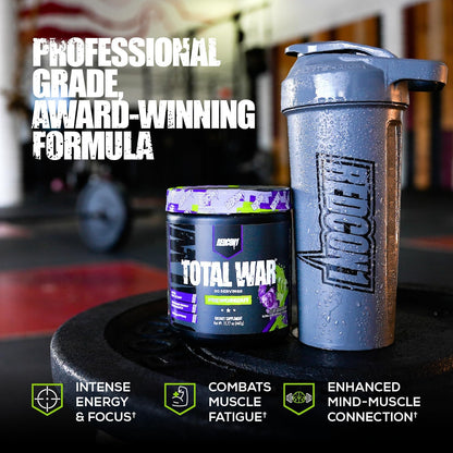 Total War - Pre Workout Powder, 30 Servings, (Sour Gummy) Boost Energy, Increase Endurance and Focus, Beta-Alanine, 350Mg Caffeine, Citrulline Malate, Nitric Oxide Booster - Keto Friendly