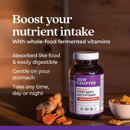 Men'S Multivitamin for Immune, Stress, Heart + Energy Support with Fermented Nutrients - Every Man'S One Daily, Made with Organic Vegetables & Herbs, Non-Gmo, Gluten Free - 96 Ct