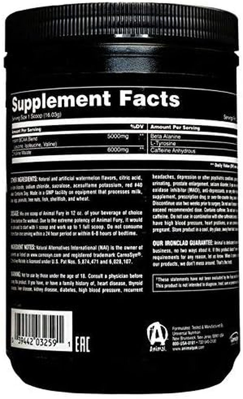 Fury - Pre Workout Powder Supplement for Energy and Focus - 5G BCAA, 350Mg Caffeine, Nitric Oxide, without Creatine - Powerful Stimulant for Bodybuilders - Ice Pop - 30 Servings