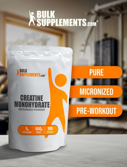 Creatine Monohydrate Powder - Creatine Powder - Muscle Building Supplements - Creatine Supplements - Pre Workout Women - Micronized Creatine (500 Grams - 1.1 Lbs)