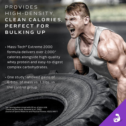 Mass Gainer Protein Powder, Mass-Tech Extreme 2000, Muscle Builder Whey Protein Powder, Protein + Creatine + Carbs, Max-Protein Weight Gainer for Women & Men, Vanilla, 20 Lbs