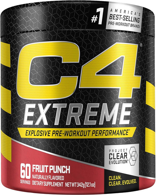 C4 Extreme Pre Workout Powder Fruit Punch | Preworkout Energy Supplement for Men & Women | 200Mg Caffeine + Beta Alanine + Creatine | 60 Servings