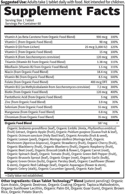 Organics Men'S Once Daily Whole Food Multivitamin - 60 Tablets, Vegan Mens Multi for Health & Well-Being, Organic Mens Vitamins & Minerals, Vitamin C, Zinc