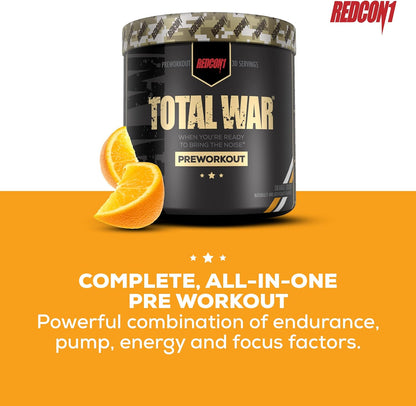 Redcon 1 Total War 30 Serves Pre Workout [Flavour Options: Orange Crush]