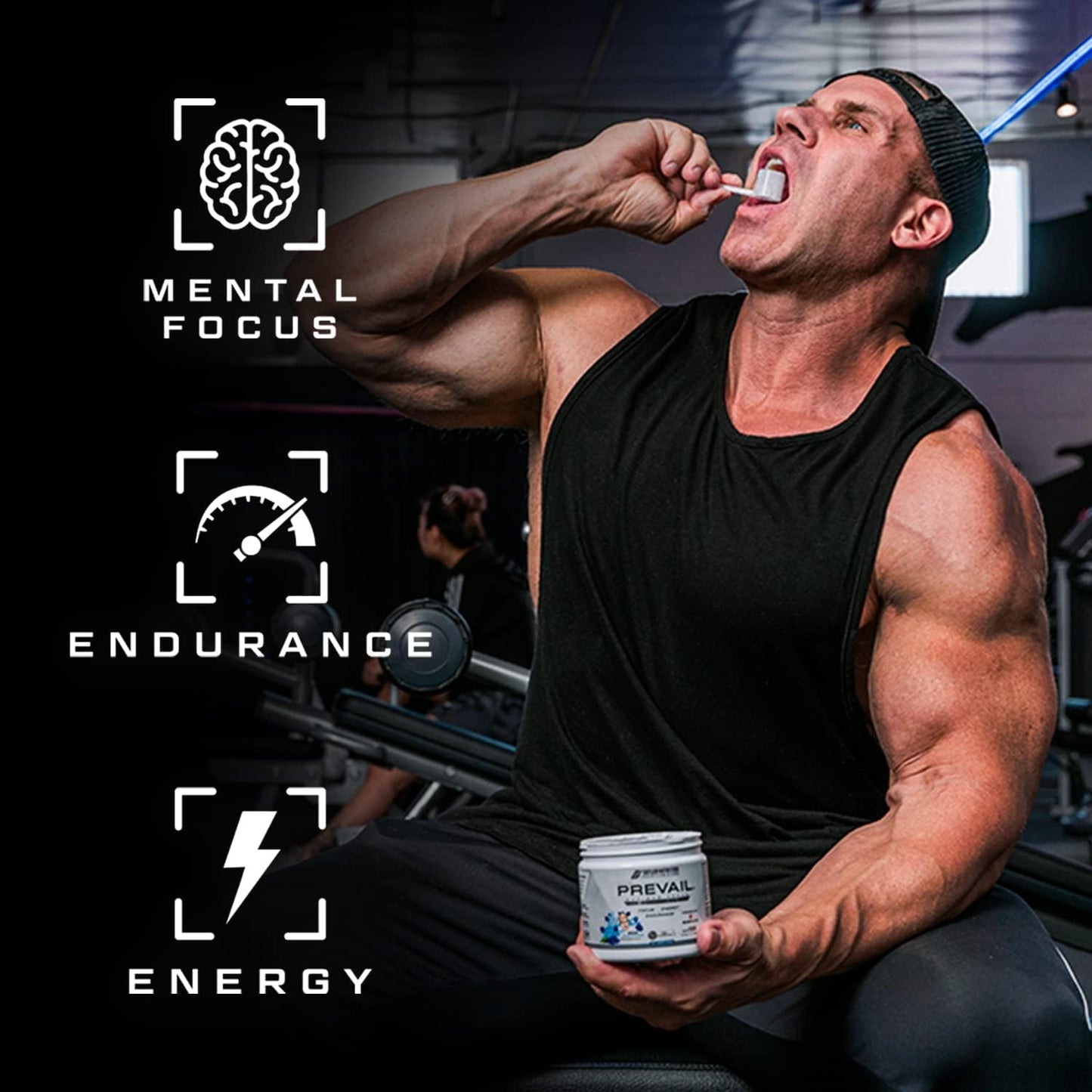 Prevail Pre Workout Powder with Nootropics: Pre-Workout Drink for Men and Women, Cutting Edge Energy and Focus Supplement with L Citrulline, Alpha GPC, L Tyrosine | Sour Rainbow Candy, 40 Scoops