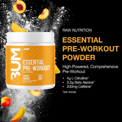 Nutrition - Essential Pre - Chris Bumstead Pre Workout Formula, Sports Nutrition Pre-Workout Powders | Men & Womens Drink, Energy Powder for Working Out (Peach Mango)