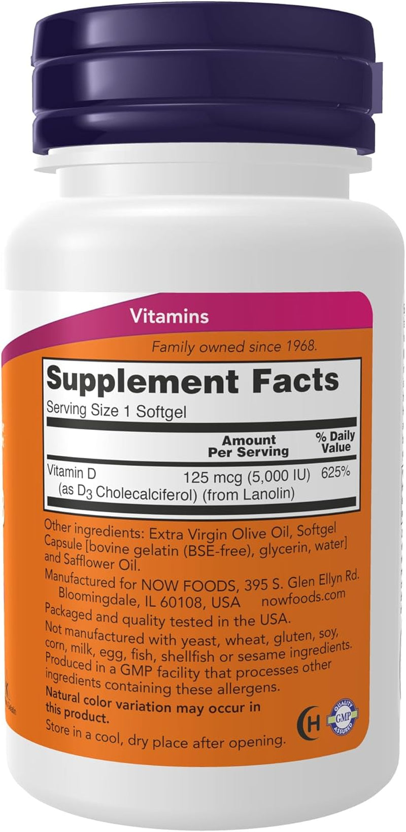 Supplements, Vitamin D-3 5,000 IU, High Potency, Structural Support*, 240 Softgels