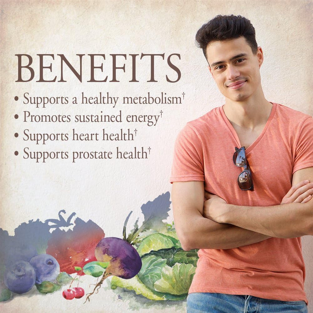 Organics Men'S Once Daily Whole Food Multivitamin - 60 Tablets, Vegan Mens Multi for Health & Well-Being, Organic Mens Vitamins & Minerals, Vitamin C, Zinc