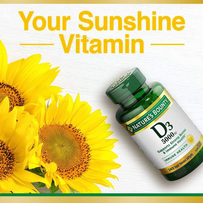 Vitamin D3, Immune Support, 125 Mcg (5000Iu), Rapid Release Softgels, 240 Ct